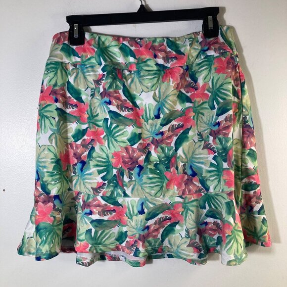 Emerald 18 Pants - Womens Emerald 18 Floral Stretch Skort M Pink Green Polyester Spandex